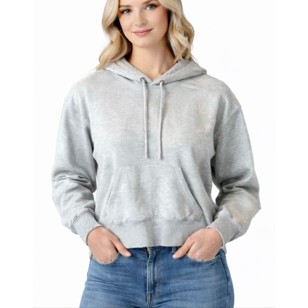 Amazon cropped grey pullover hoodie size M